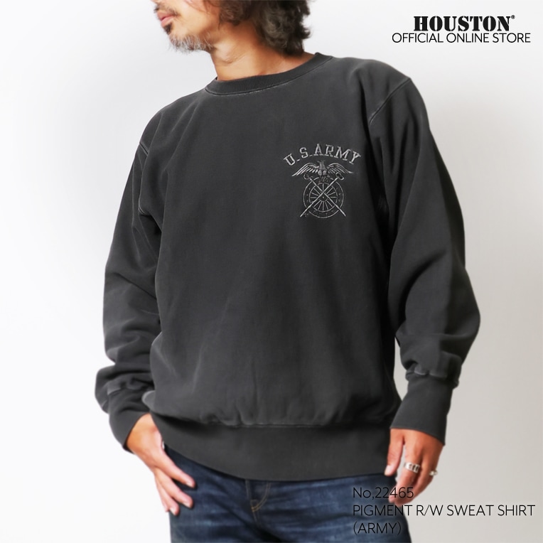 HOUSTON / ヒューストン 22465 PIGMENT R/W SWEAT SHIRT(ARMY