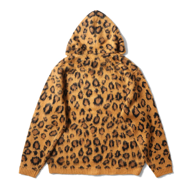 LEOPARD フード付き ストライプパーカー 42 UNIVERD72 / ユニバード72 22378 MOHAIR TOUCH ZIP PARKA(LEOPARD