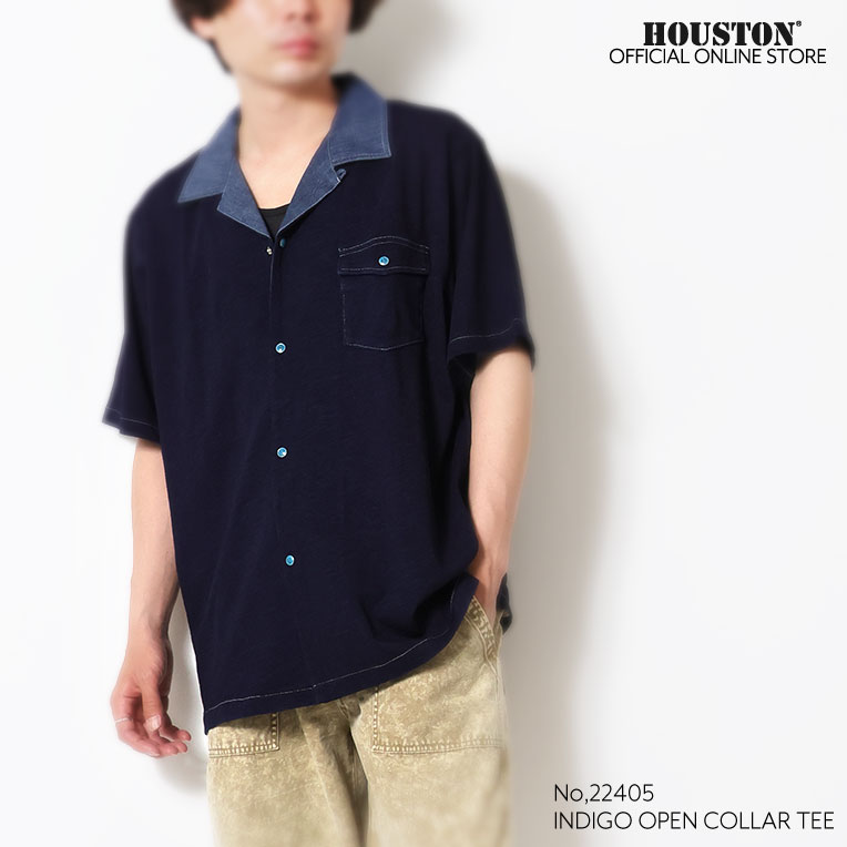 UNIVERD72 / ユニバード72 22405 INDIGO OPEN COLLAR TEE / インディゴ