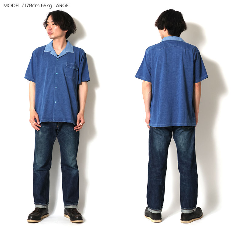 UNIVERD72 / ユニバード72 22405 INDIGO OPEN COLLAR TEE / インディゴ