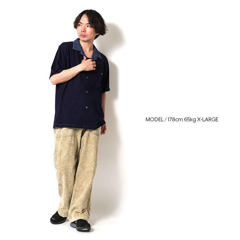 UNIVERD72 / ユニバード72 22405 INDIGO OPEN COLLAR TEE / インディゴ