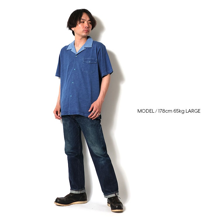 UNIVERD72 / ユニバード72 22405 INDIGO OPEN COLLAR TEE / インディゴ