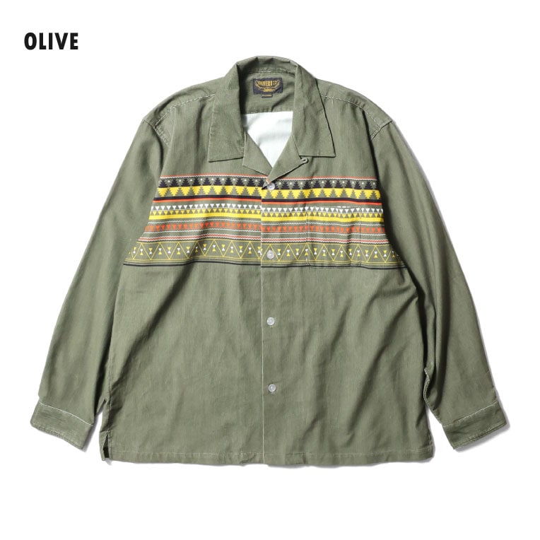 UNIVERSAL TISSU コーデュロイ長袖シャツ UNIVERD72 / ユニバード72 41263 PRINT CORDUROY SHIRT(NATIVE