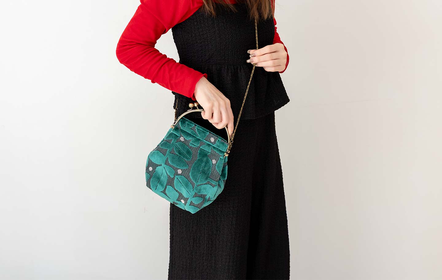 亥之吉ベンリーがま口モケットはっぱドット