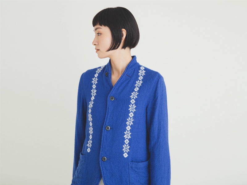 こぎん刺繍4釦ジャケット / Kogin Stitched 4 Buttoned Jacket-matohu online shop