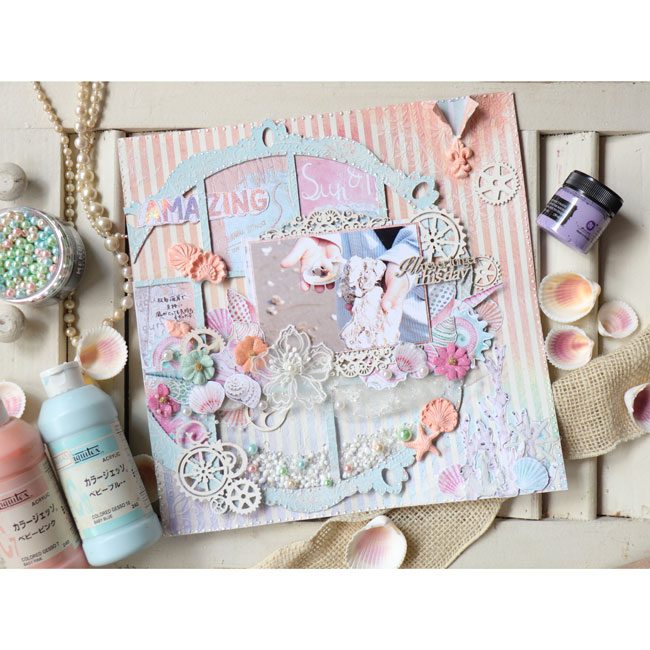 宮本明香さんキットコアディネーションズで作るウッド風立体フレームレイアウト講座 宮本明香さんキットコアディネーションズで作るウッド風立体