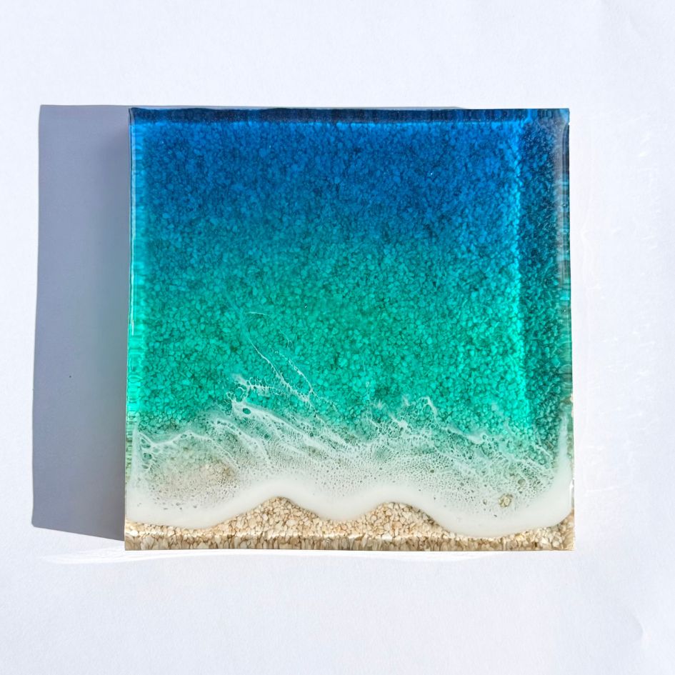 値下げ、エポキシオーシャンアート。立体アート、海アート 2 ocean mold art】 ～100×100×20mm～ エポキシレジン作品 エポキシ