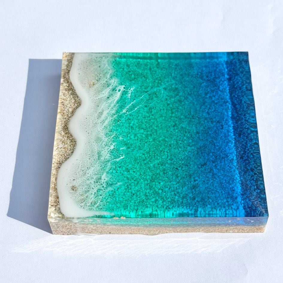 2 ocean mold art】 ～100×100×20mm～ エポキシレジン作品 エポキシ