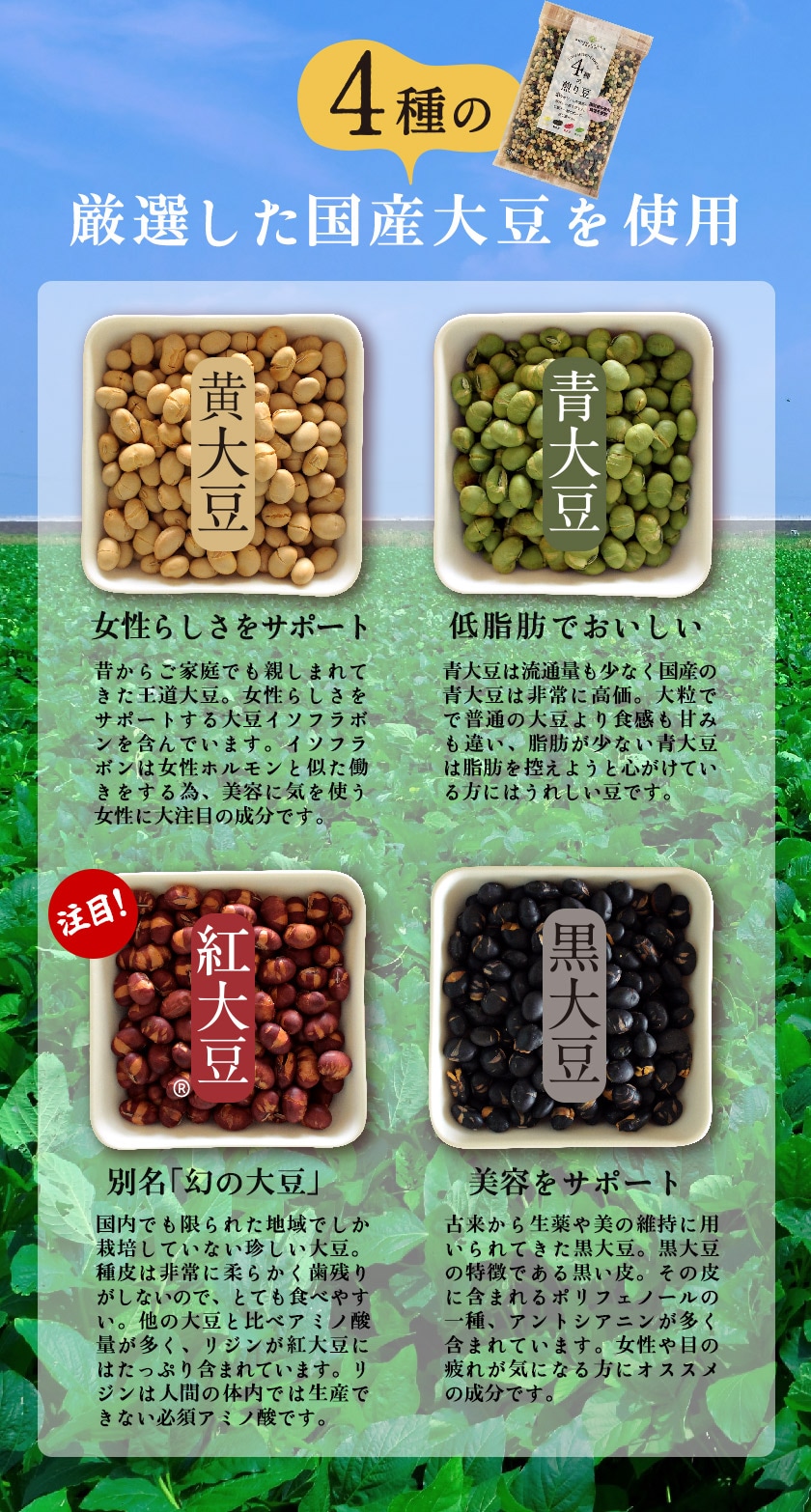 国産４種の煎り豆ミックス販売｜なみさとねっと 【株式会社波里公式通販】NAMISATO