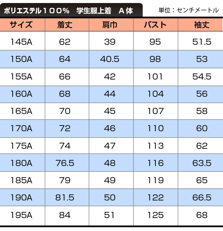 日本製 ポリエステル100％ 標準型学生服 上下セット A体 通販｜学生服のNippi