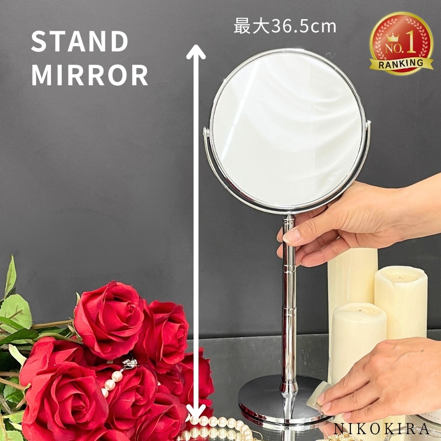 バラ装飾の円形壁掛け鏡　アンティーク　バラ　薔薇　姫系 バラ装飾の円形壁掛け鏡 アンティーク バラ 薔薇 姫系 姫系雑貨