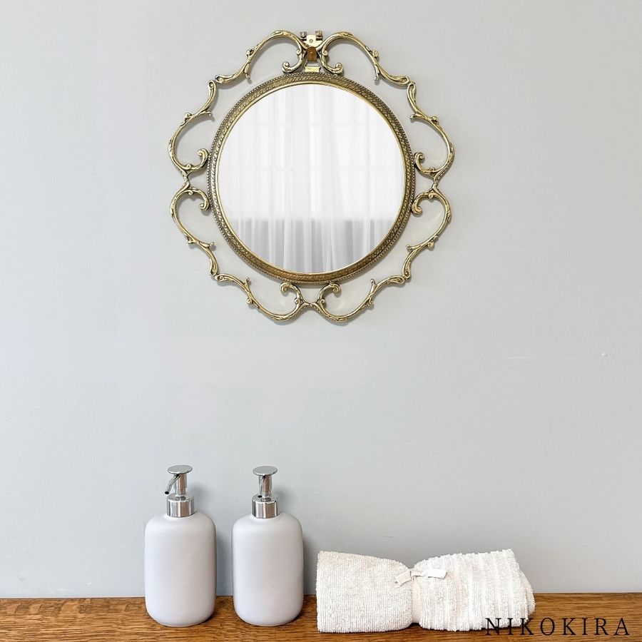 鏡 壁掛けミラー ウォールミラー 丸 イタリア製 アンティーク ミラー