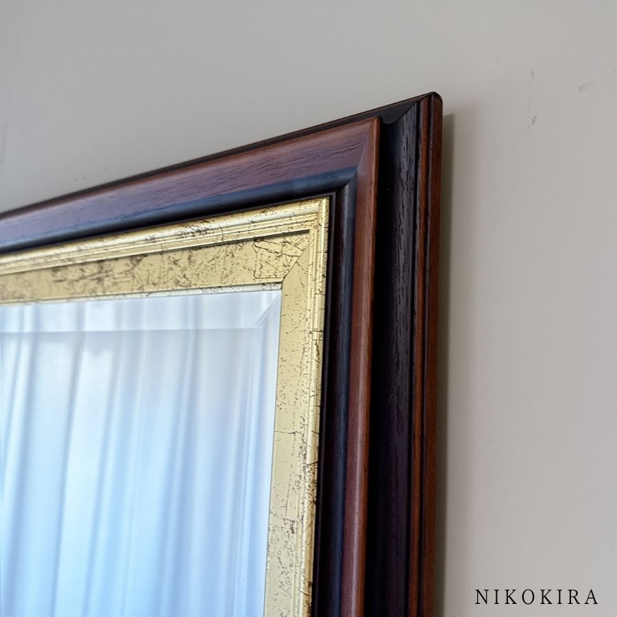 鏡 壁掛け ウォールミラー 69cm 89cm イタリア 長方形 アンティーク