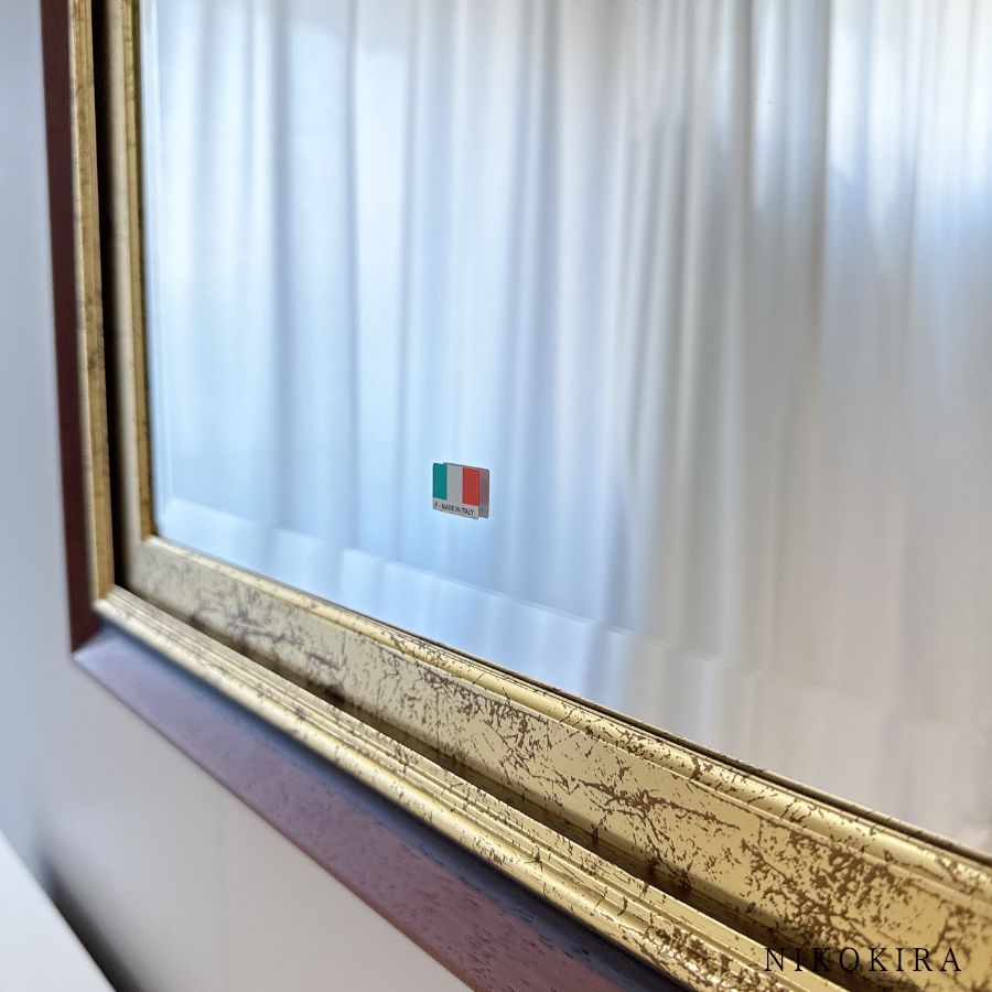 鏡 壁掛け ウォールミラー 69cm 89cm イタリア 長方形 アンティーク