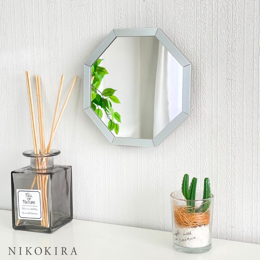 八角鏡 八角ミラー 八角形 風水 玄関 シャイン SS 15cm | 卓上ミラー
