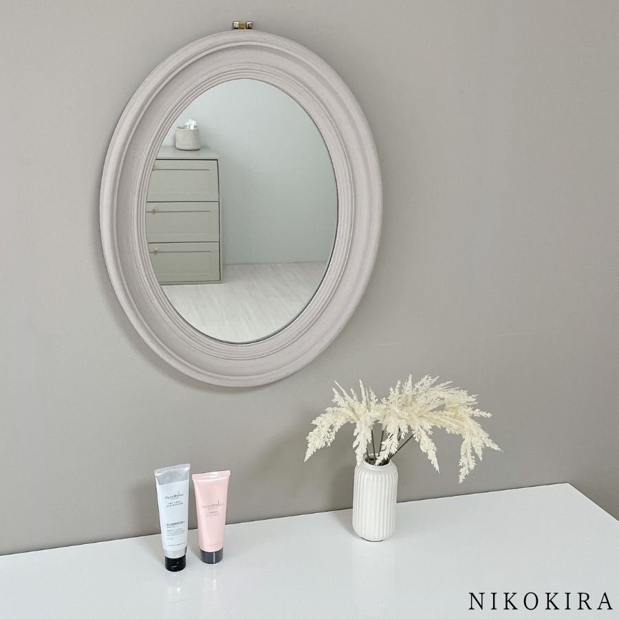 ウォールミラー 壁掛け鏡 アンティーク 楕円 40cm 50cm オーバル