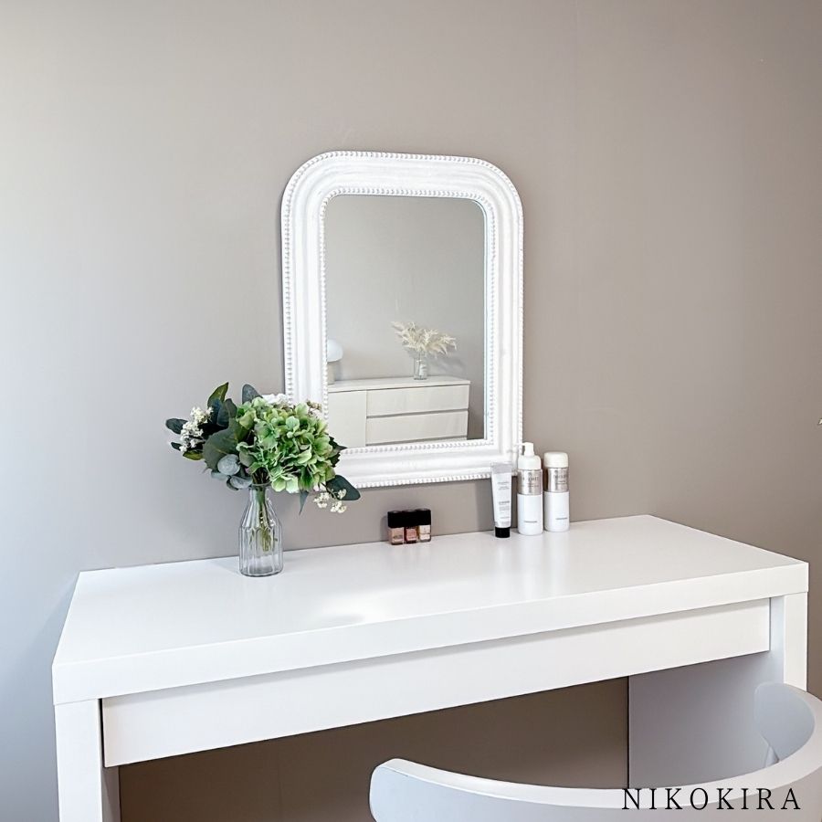 ウォールミラー 壁掛けミラー アンティークミラー 50cm 65cm ホワイト