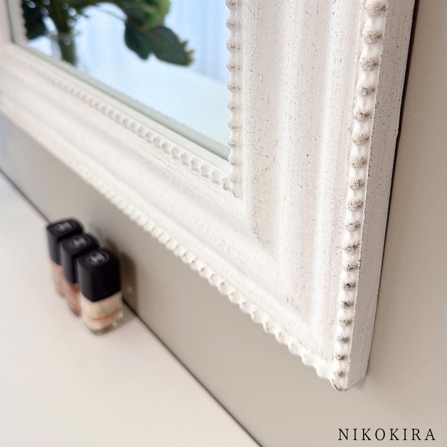 ウォールミラー 壁掛けミラー アンティークミラー 50cm 65cm ホワイト