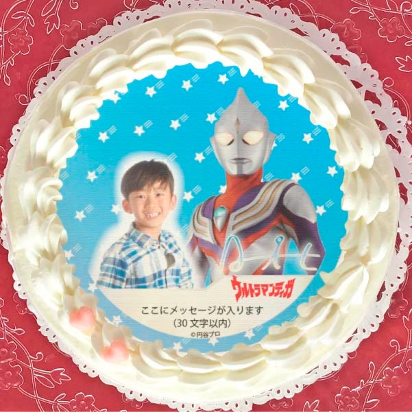 写真メッセージ入り プリケーキ（ウルトラマンティガ）[ウルトラマンシリーズ] 5号 15cm 1