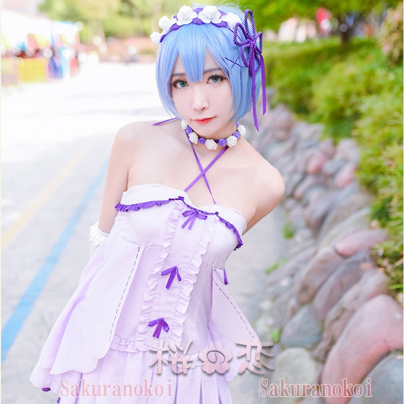 Re ゼロから始める異世界生活 レム バースデーケーキ風コスプレ衣装 Cosplay イベント パーティー コスチュームuw525 桜の恋