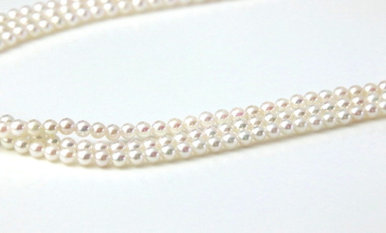 アコヤ真珠ベビー3連ロングネックレス【大きさ3-3.5㎜・長さ82㎝】＜1705266SG＞-真珠ネックレスセレクト通販