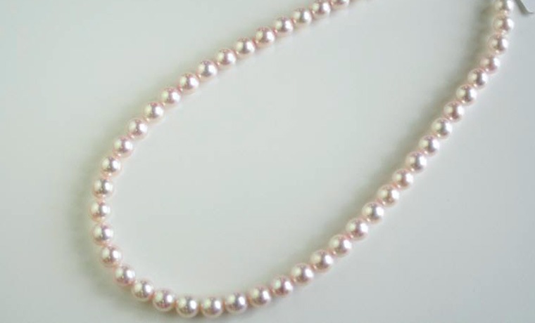 本真珠 あこや真珠 ピンク パール ネックレス シルバー 6.5mm 約41cm