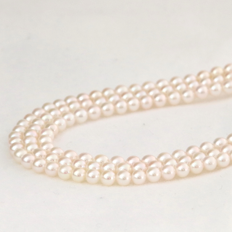 SVあこや真珠4.0-4.5mmベビーパール３連ネックレス【長さ40㎝】-真珠ネックレスセレクト通販