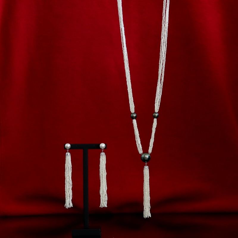 希少 SV アコヤ ケシパール/真珠 10連ネックレス 径約5.0mm 径約1.0～1.5mm