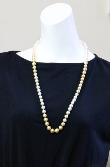 白蝶真珠白金カラーグラデーションネックレス【大きさ9-12㎜・長さ76㎝】＜259-1＞ | ロング真珠ネックレス | 真珠ネックレスセレクト通販