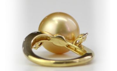 Pt900 白蝶真珠　約14.0mm ダイヤモンド　0.42 リング　指輪