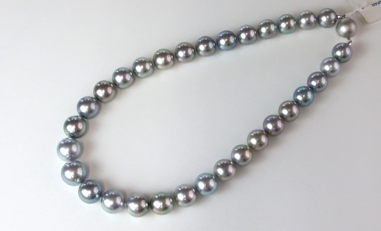 黒蝶真珠”オーシャングレー”ネックレス【大きさ12.2-14.6㎜】＜189-1＞ | 黒蝶真珠ネックレス,オーシャングレー | 真珠