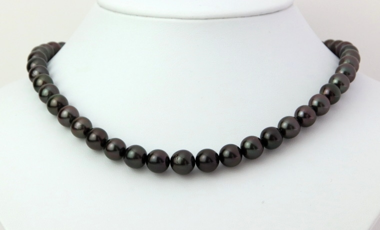 黒蝶真珠ネックレス  8.0-10.3mm  南洋 タヒチ産 黒真珠 新品アクセサリー