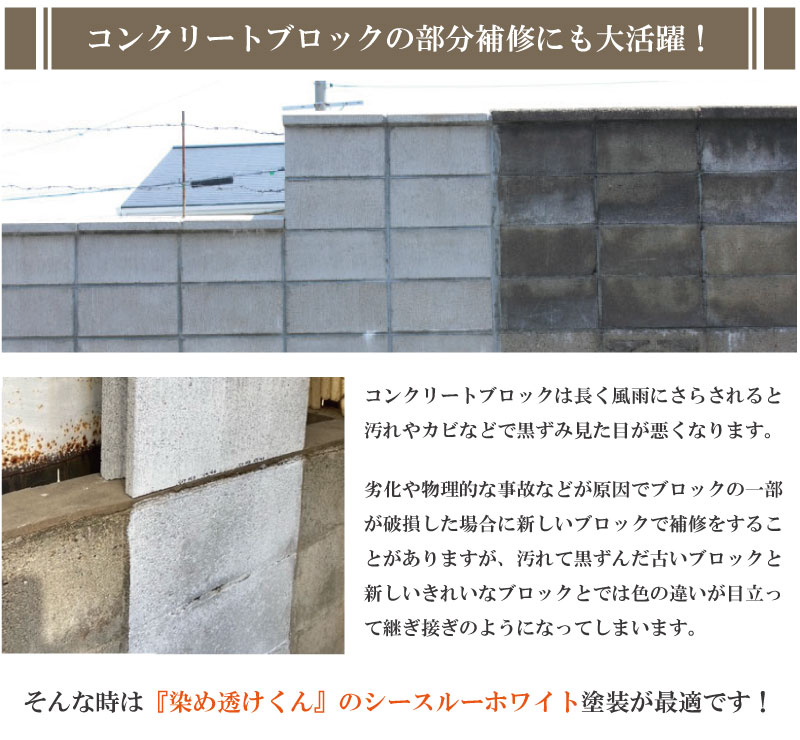 色差の目立つコンクリートブロックの部分補修にも大活躍!