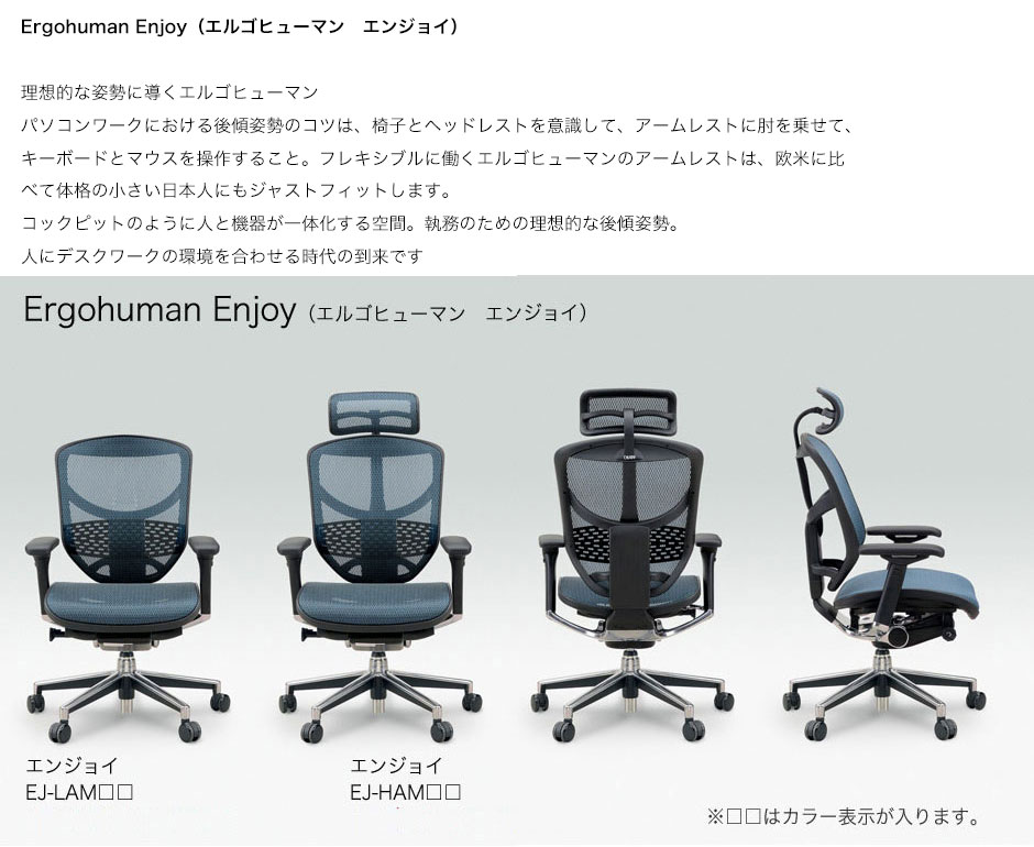 椅子・チェアErgohuman オフィスチェア エンジョイ EJ-LAM BL