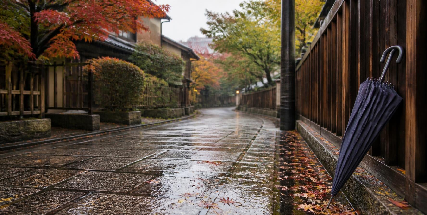 秋雨の日のお出かけのイメージ