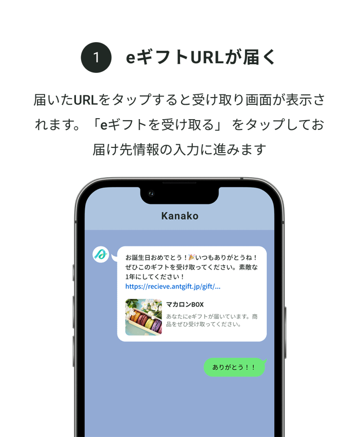 1.eギフトURLが届く