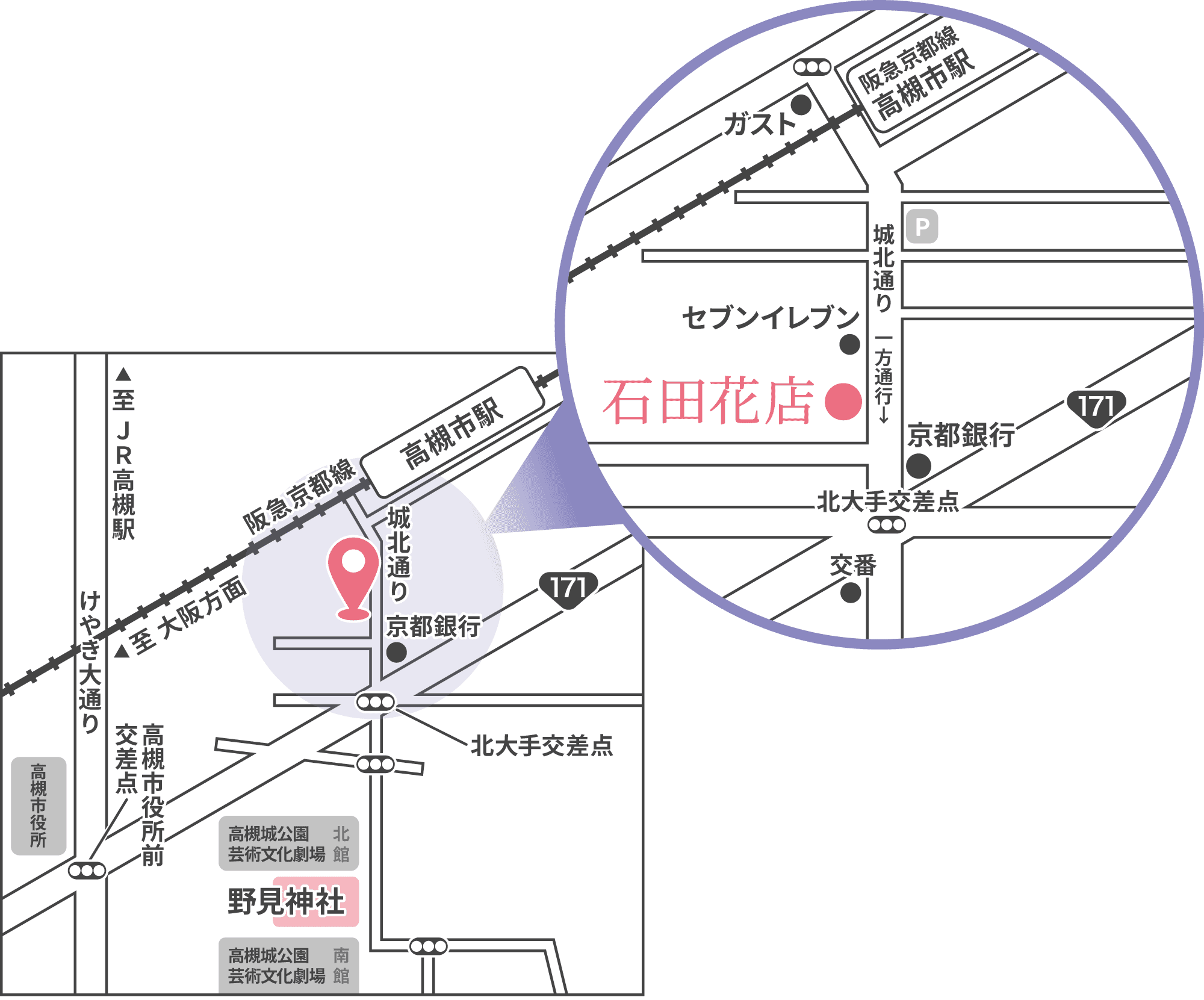 石田花店の近隣マップ