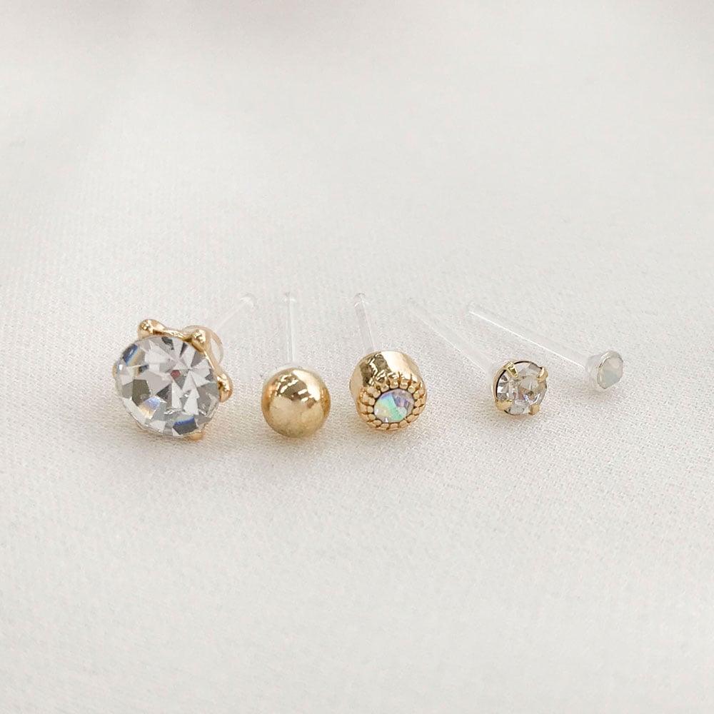 樹脂ピアスセット 5個 メタル×ビジュー | ピアス,セットピアス,樹脂ピアスセット | Mignon de Bijoux ONLINE SHOP