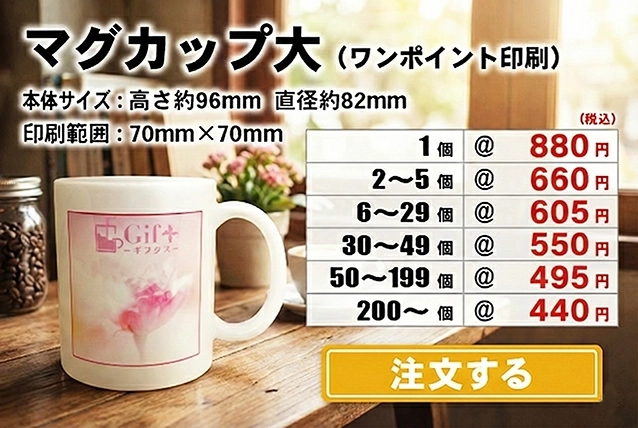 マグカップ大Sワンポイント注文