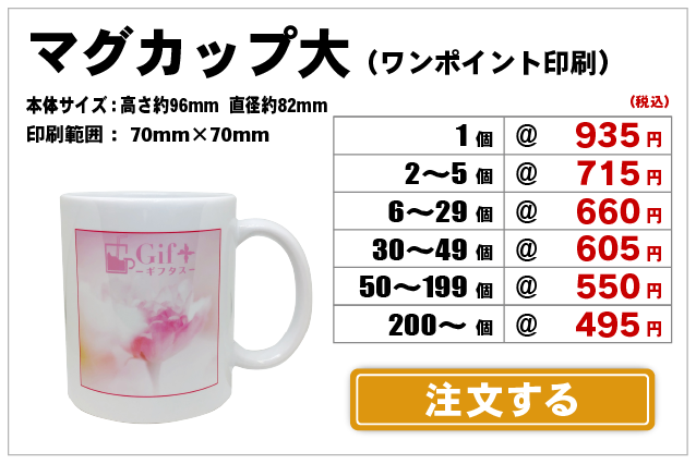 マグカップ大Sワンポイント注文