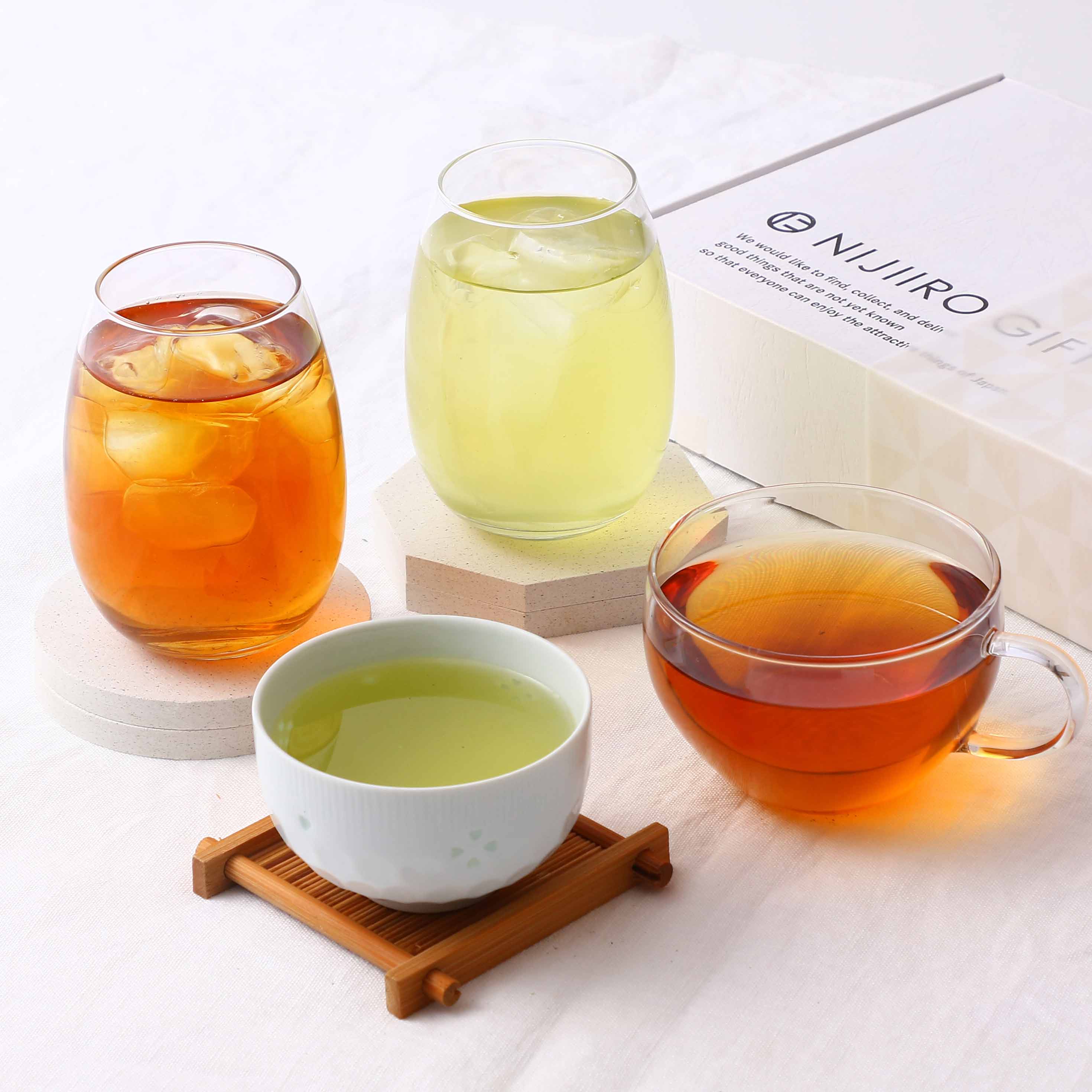 石井製茶 NIJIIROGIFT 八女茶・ほうじ茶・和紅茶 4袋詰め合わせ
