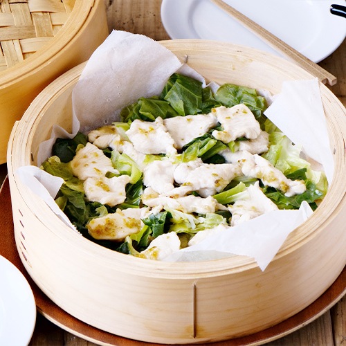 京都府産 京丹波あじわいどり むね肉 キャベツと鶏むね肉のゆず胡椒蒸し