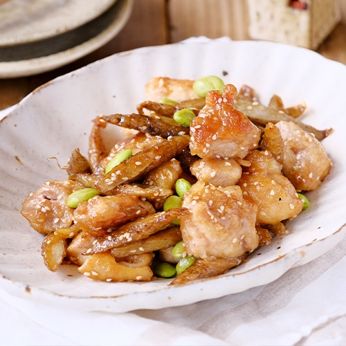 京都府産 京丹波あじわいどり もも肉 鶏ごぼうのさっぱり炒め