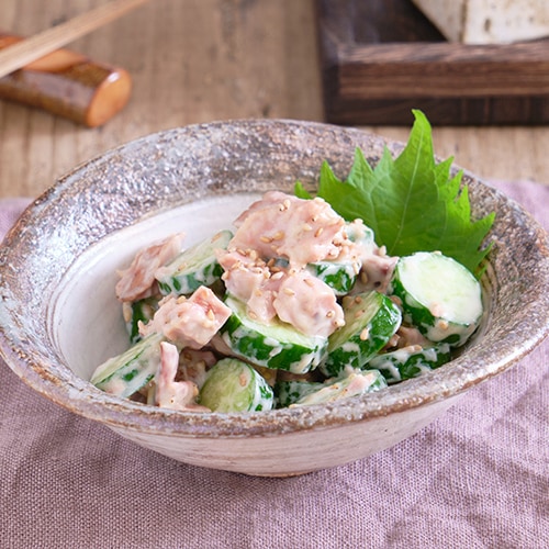 鰹×生利節 カツオときゅうりのごまマヨ和え
               