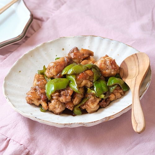  薩摩 黒壽 簡単！豚こま団子とピーマンの黒酢豚風