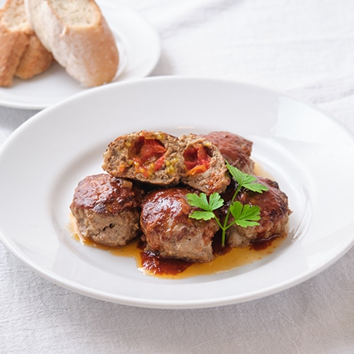 プレミオトマト 冷凍トマト ミニトマトのジューシー包みハンバーグ