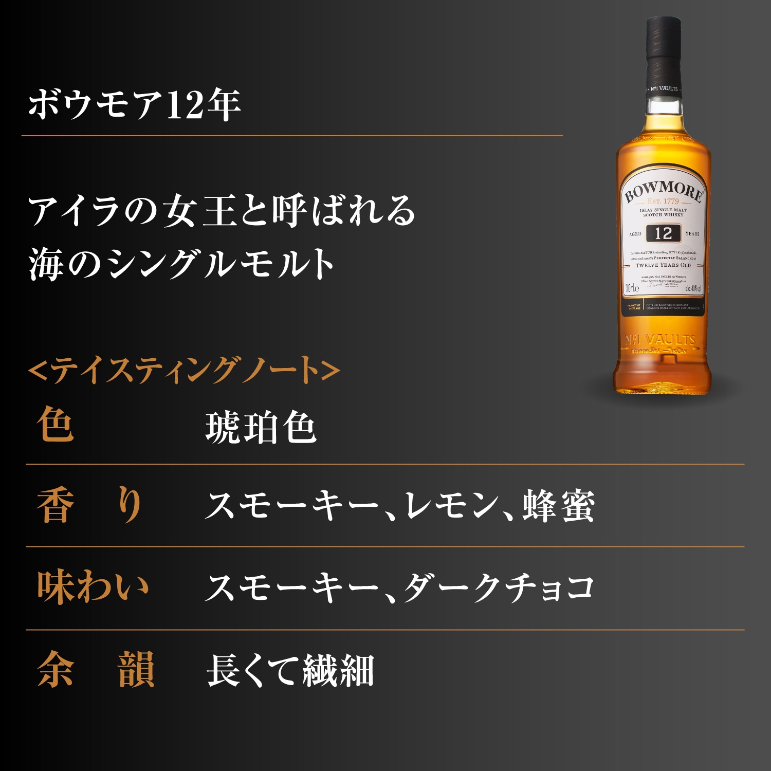 完売】ボウモア 12年（専用グラス＆動画付き）【シングルモルトの歩き方】