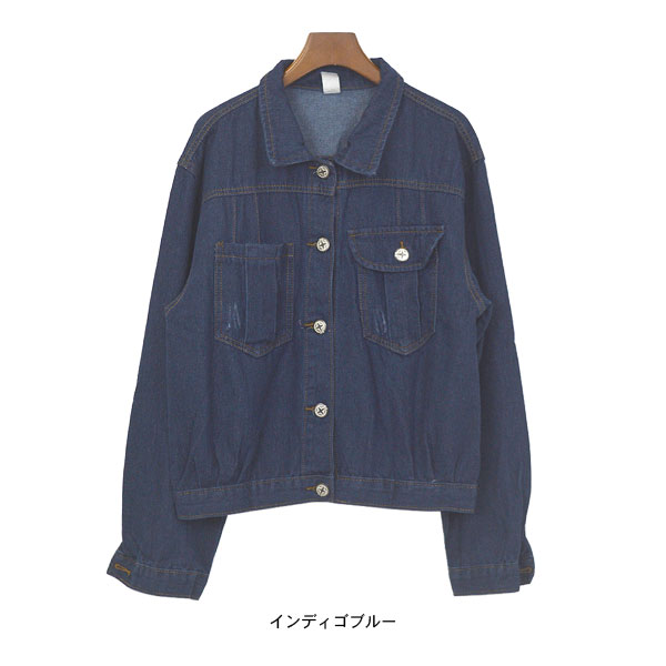 デニムジャケット レディース 大きめ ビッグシルエット Gジャン ジャケット アウター ルーズ ジージャン アシンメトリー ポケット 大きいサイズ ワイド Big ショート丈 インディゴ ウォッシュ ダメージ クラッシュ カジュアル 大人 送料pt45 トップス アウター