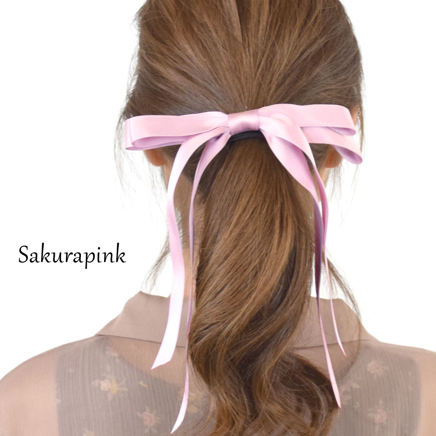 ヘアゴム ロングリボン ヘアポニー リボン 大人 レディース ヘア