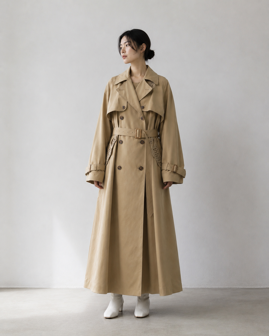 Mame Kurogouchi Cording Embroidery Detailed Trench Coat